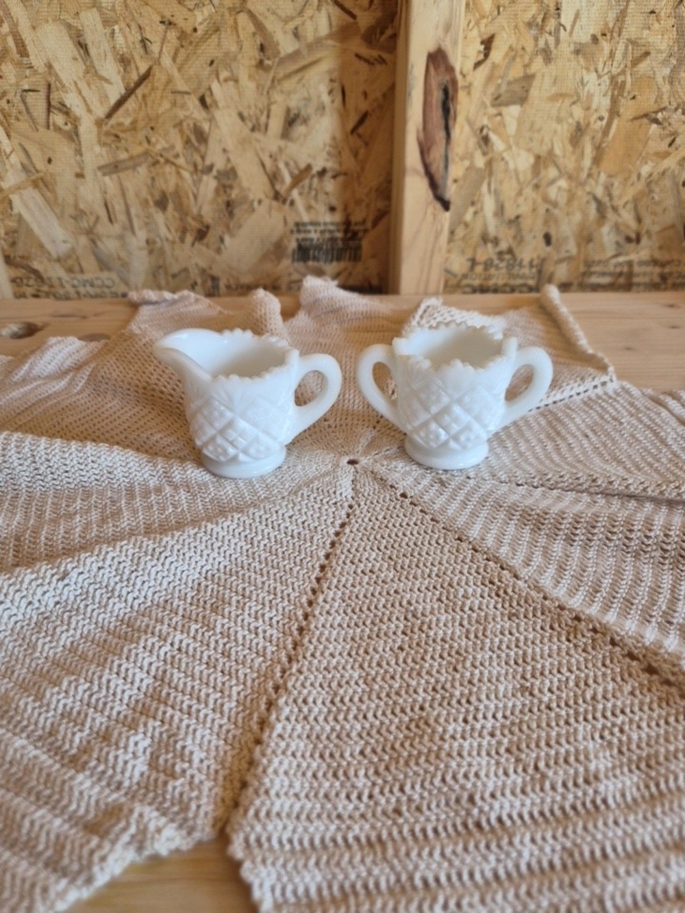 Westmoreland White Milk Glass Creamer and Sugar Set